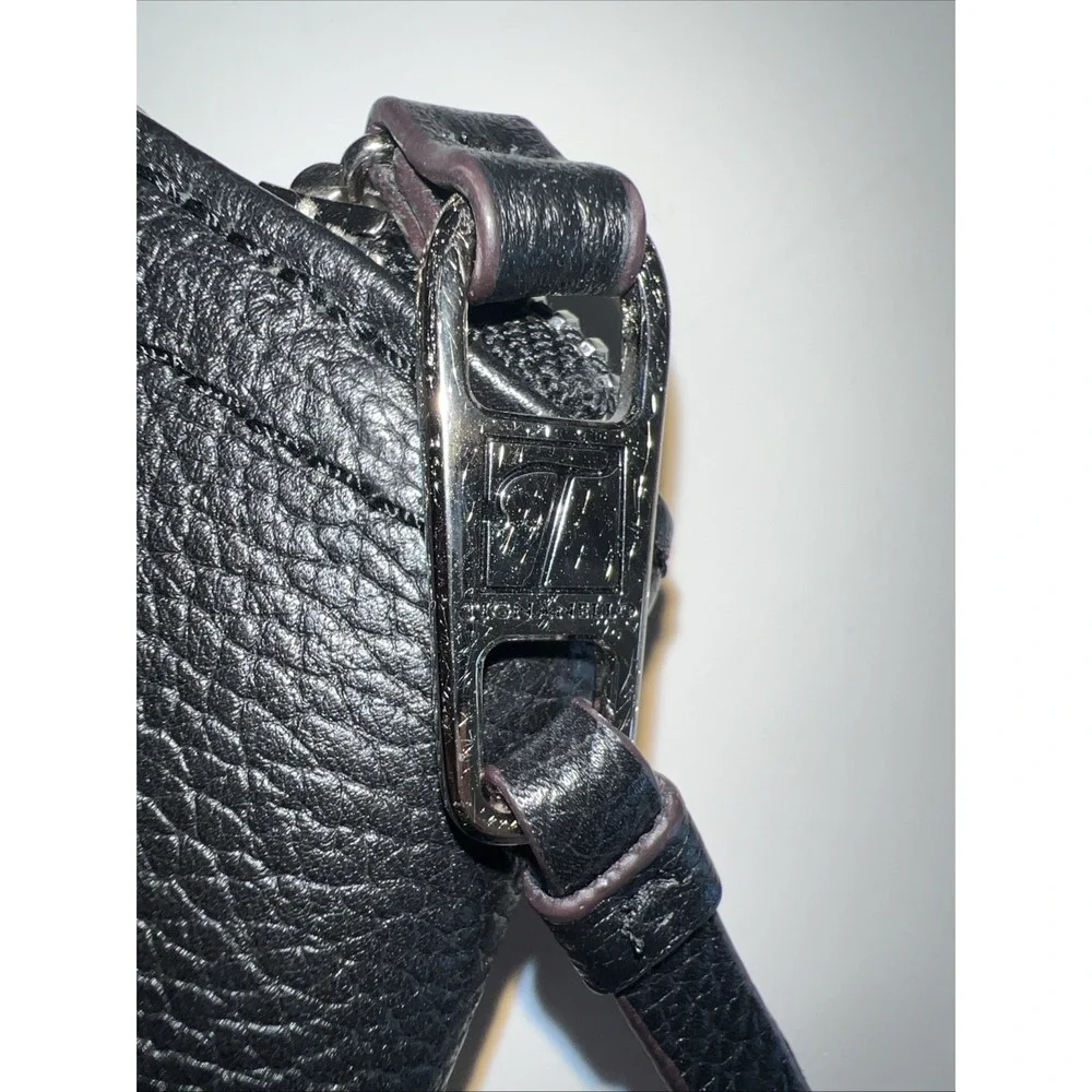 VTG TIGNANELLO Black Pebbled Leather Satchel Crossbody HandBag Handles‎ + Strap